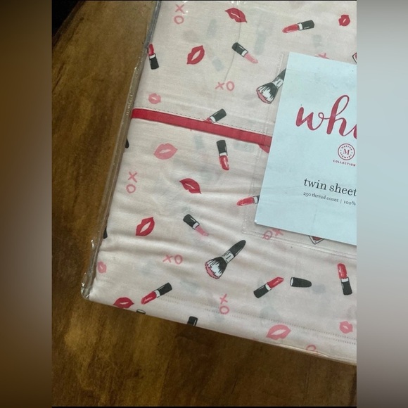 Martha Stewart Whim 100% Cotton 250TC Makeup Sheet Set Fitted & Flat Twin & Case - Picture 3 of 4